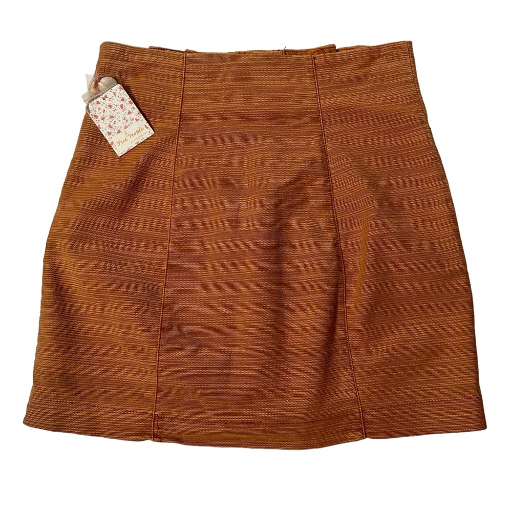 Free People l NWT Every Minute Every Hour Terra Cotta Button-Up Mini Skirt 8 - Picture 3 of 9